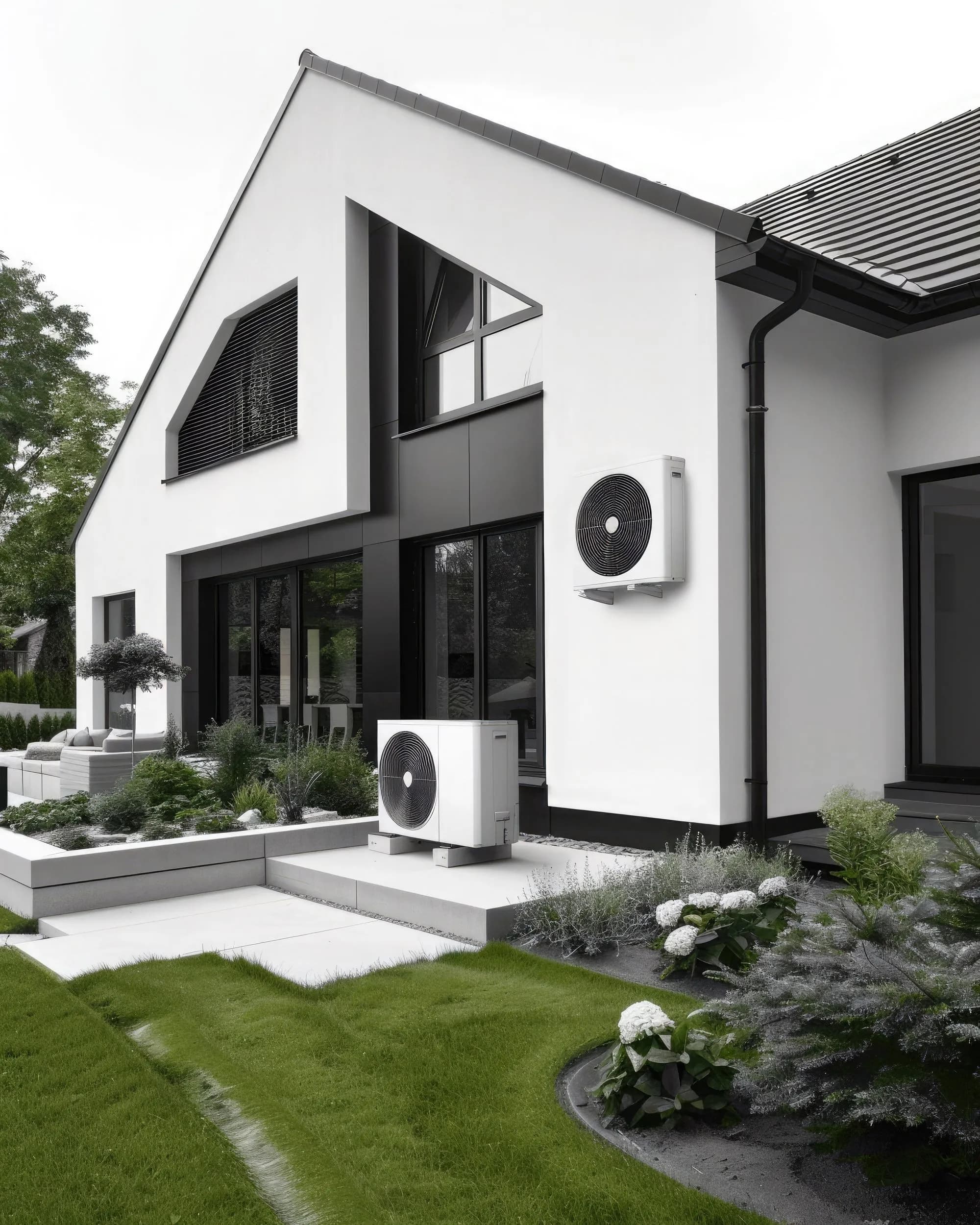 Modernes Haus mit Wärmepumpe